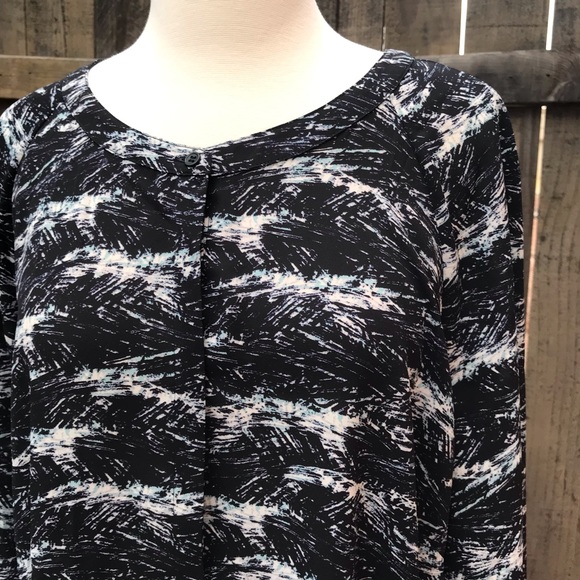 Sejour Black Long Sleeve Top Blouse Nordstrom - Picture 3 of 8